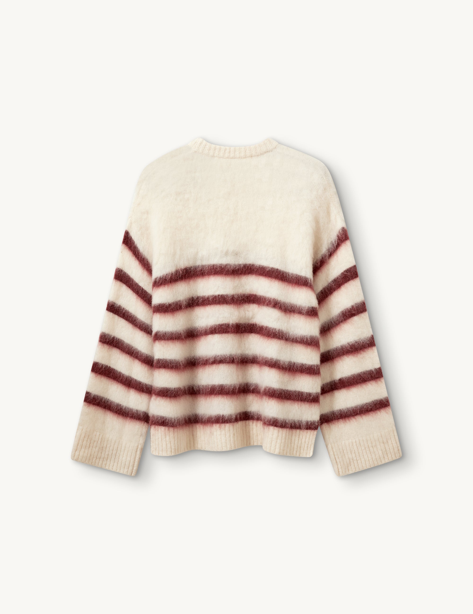 Verona Brushed Stripe Sweater Cream/Burgundy Stripes