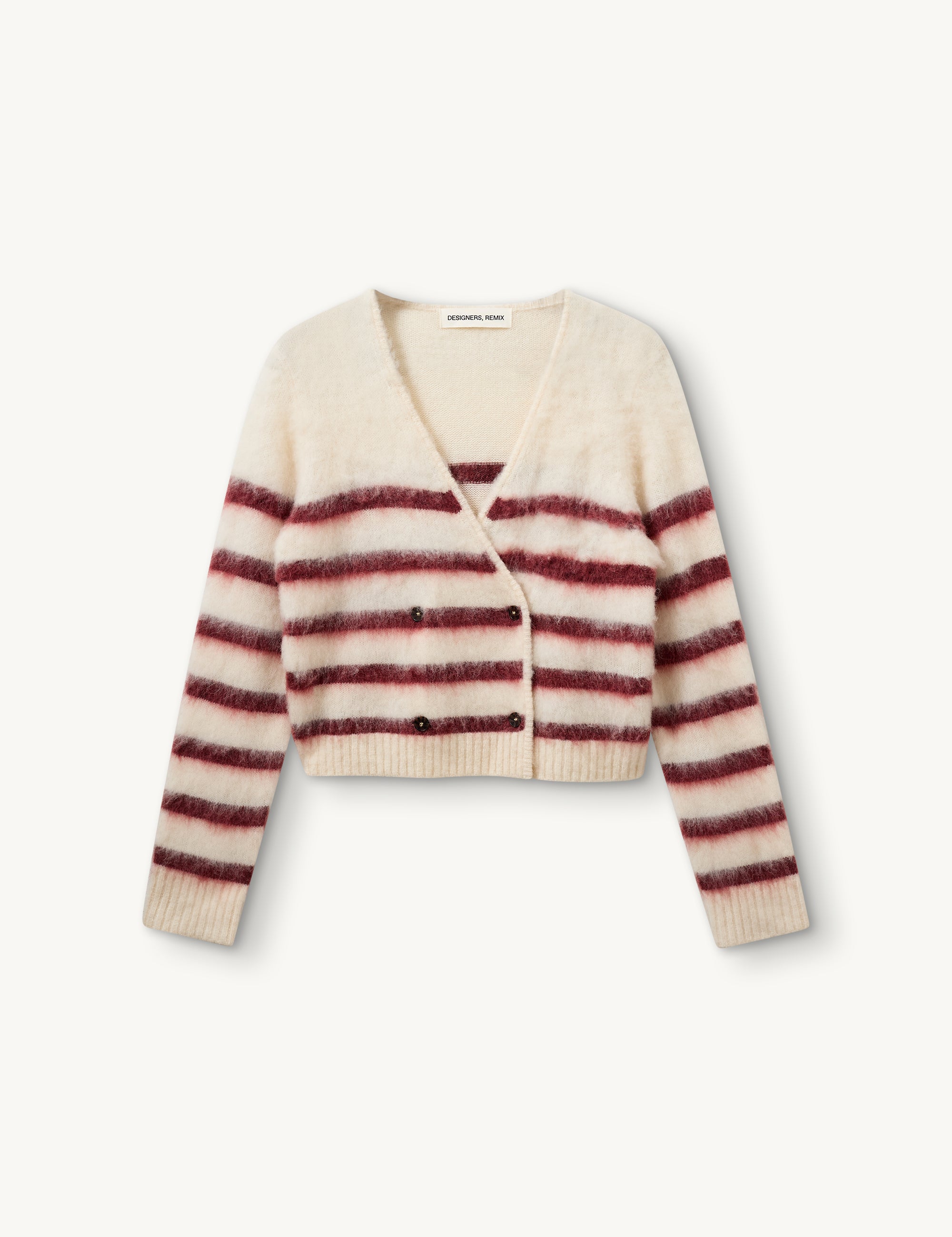 Verona V Brushed Jacket Cream/Burgundy Stripes