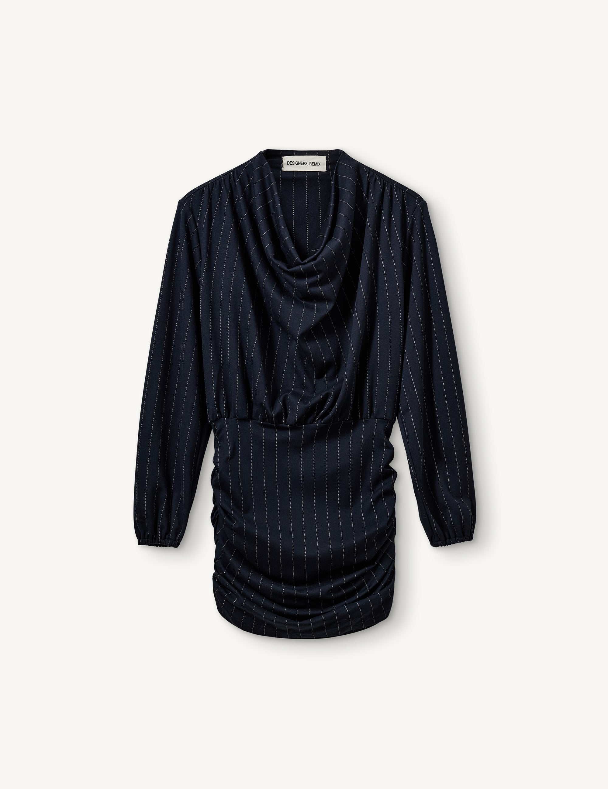 Rosie Short Dress Navy/White Pinstripe