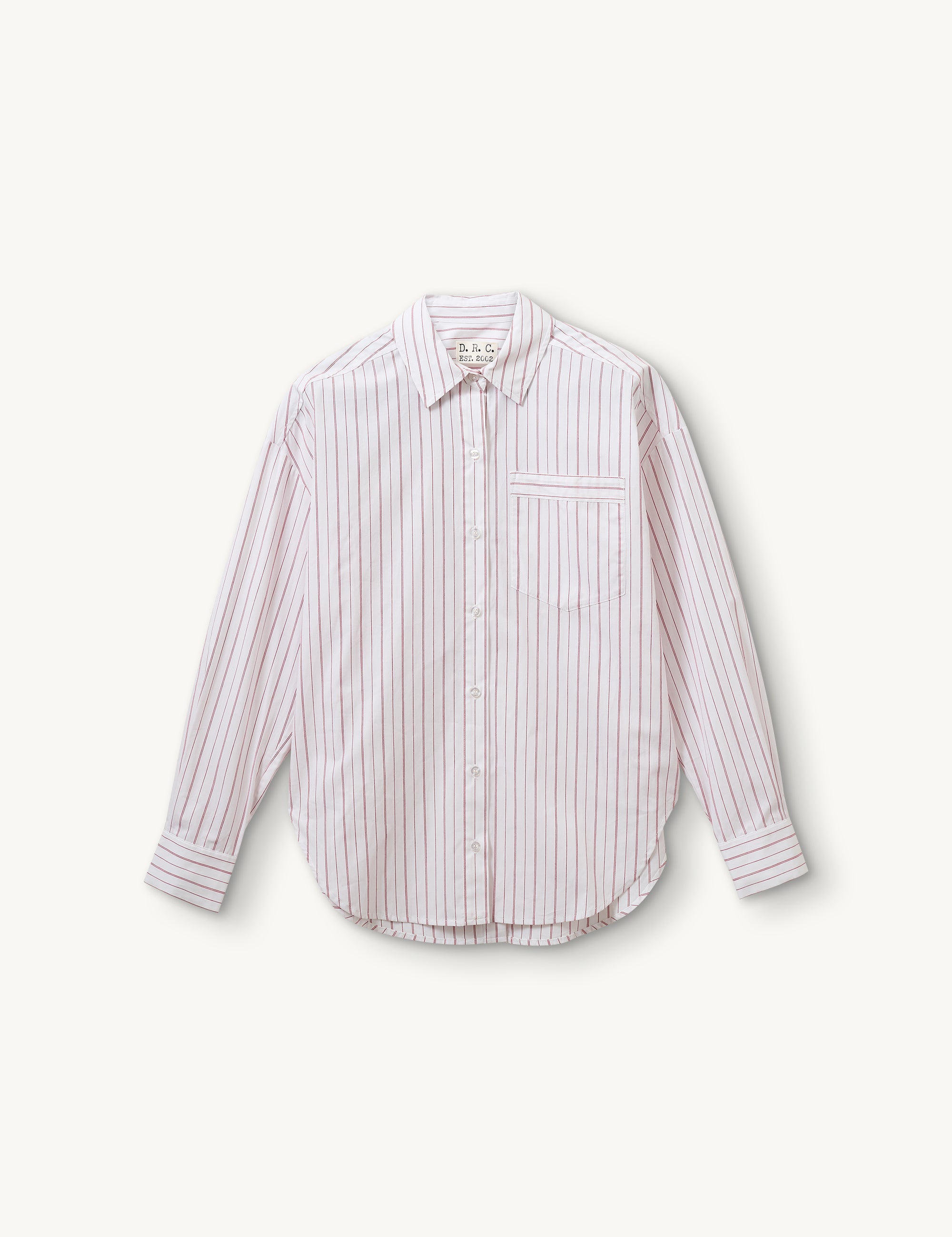 Ray Oversized Shirt White/Red Thin Stripe