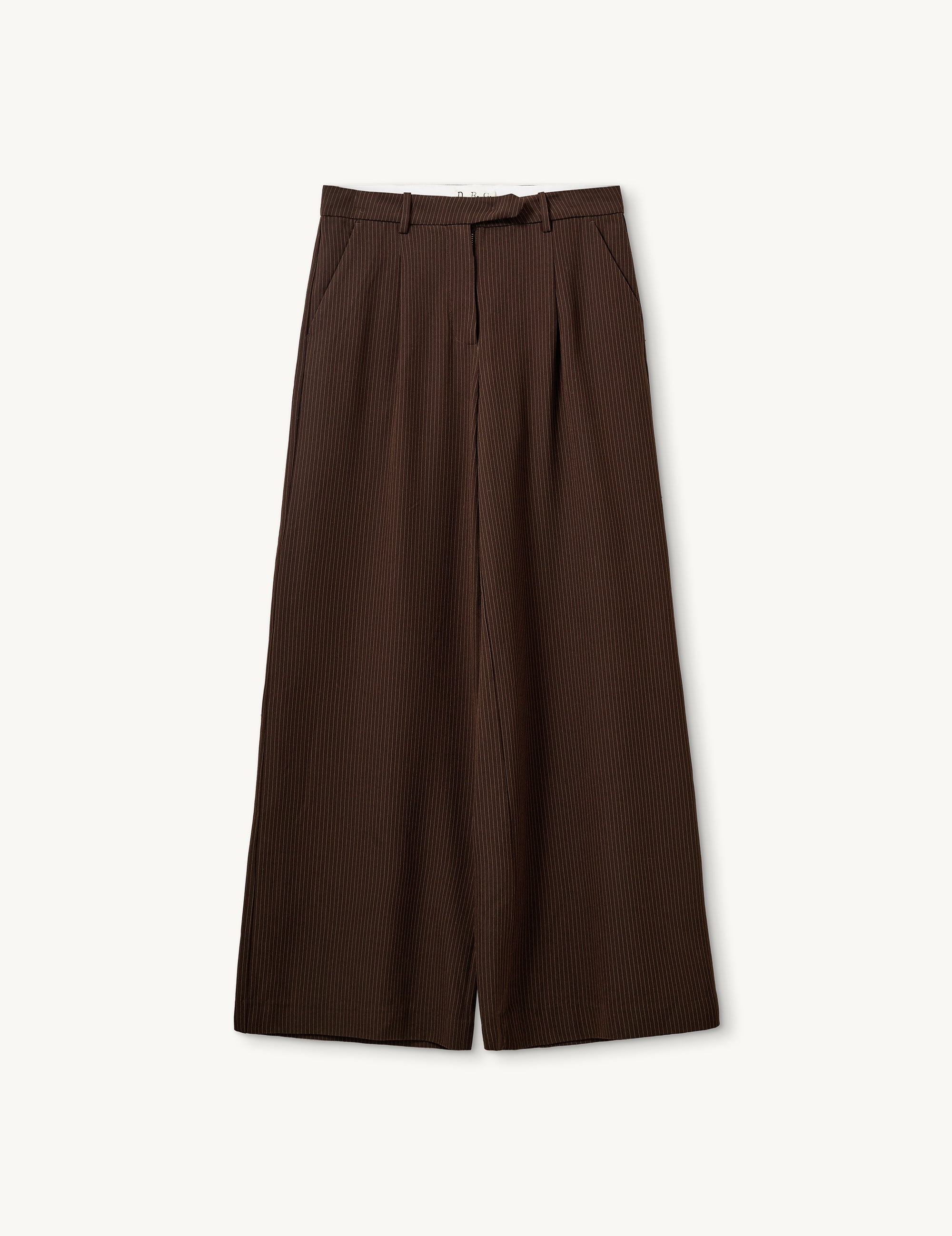 Zelda Wide Pants Brown/Slim White Pinstripes