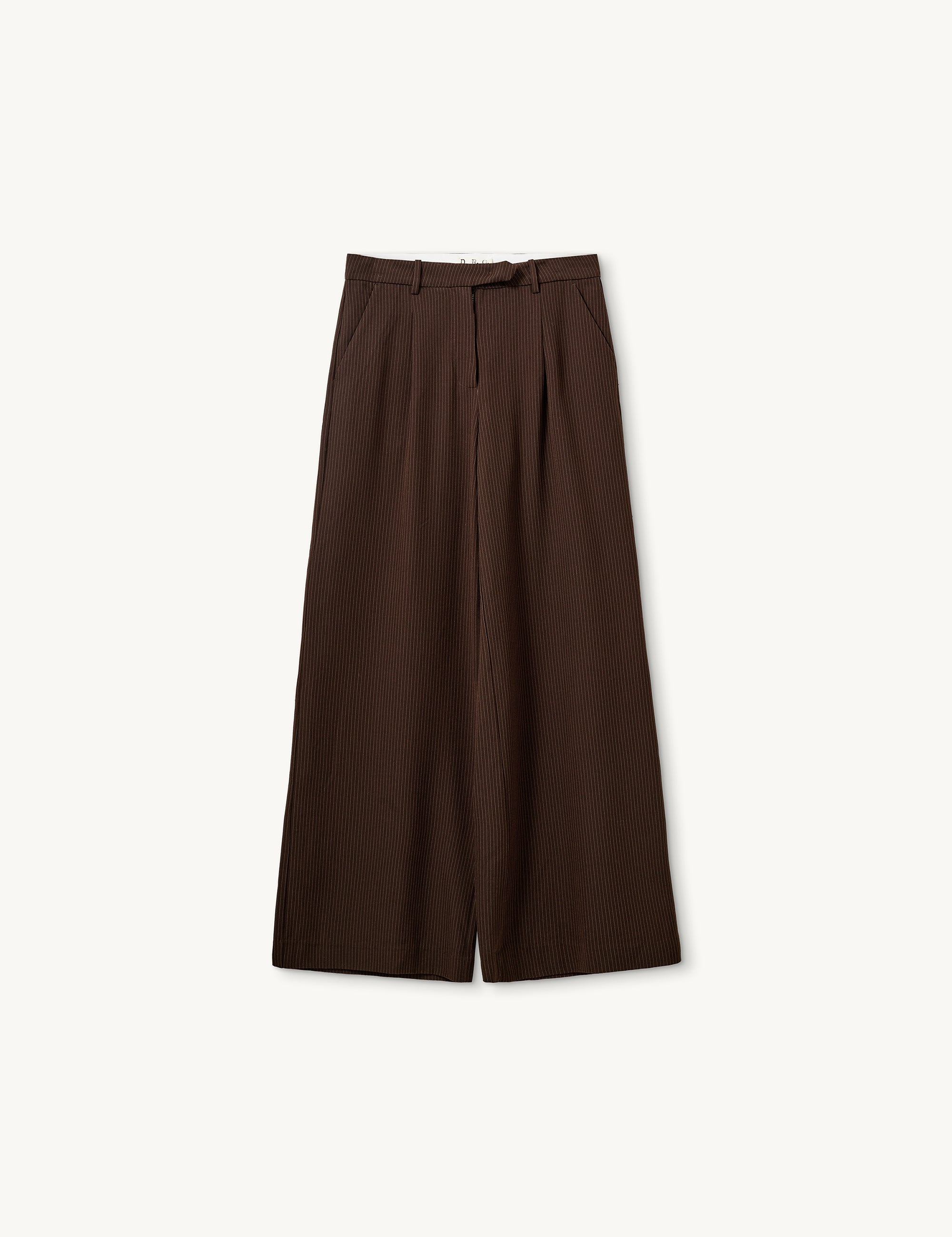 Zelda Wide Pants Brown/Slim White Pinstripes