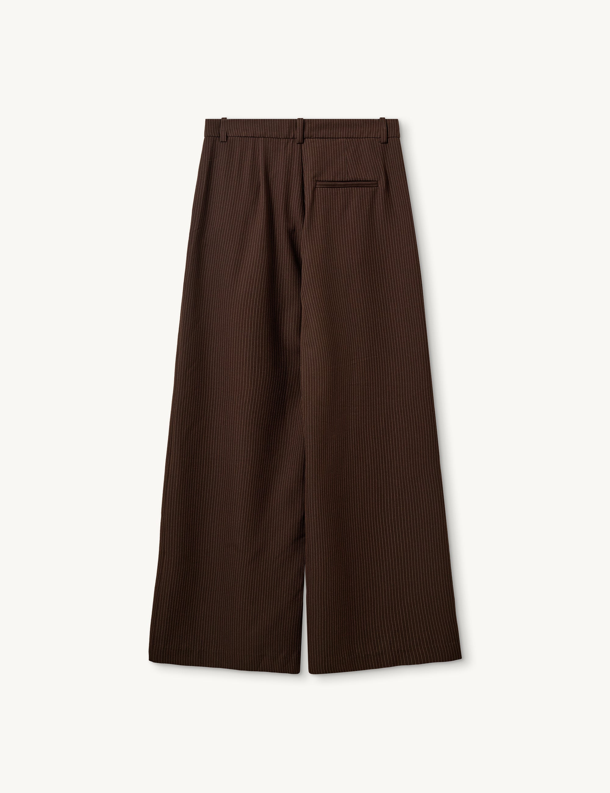 Zelda Wide Pants Brown/Slim White Pinstripes