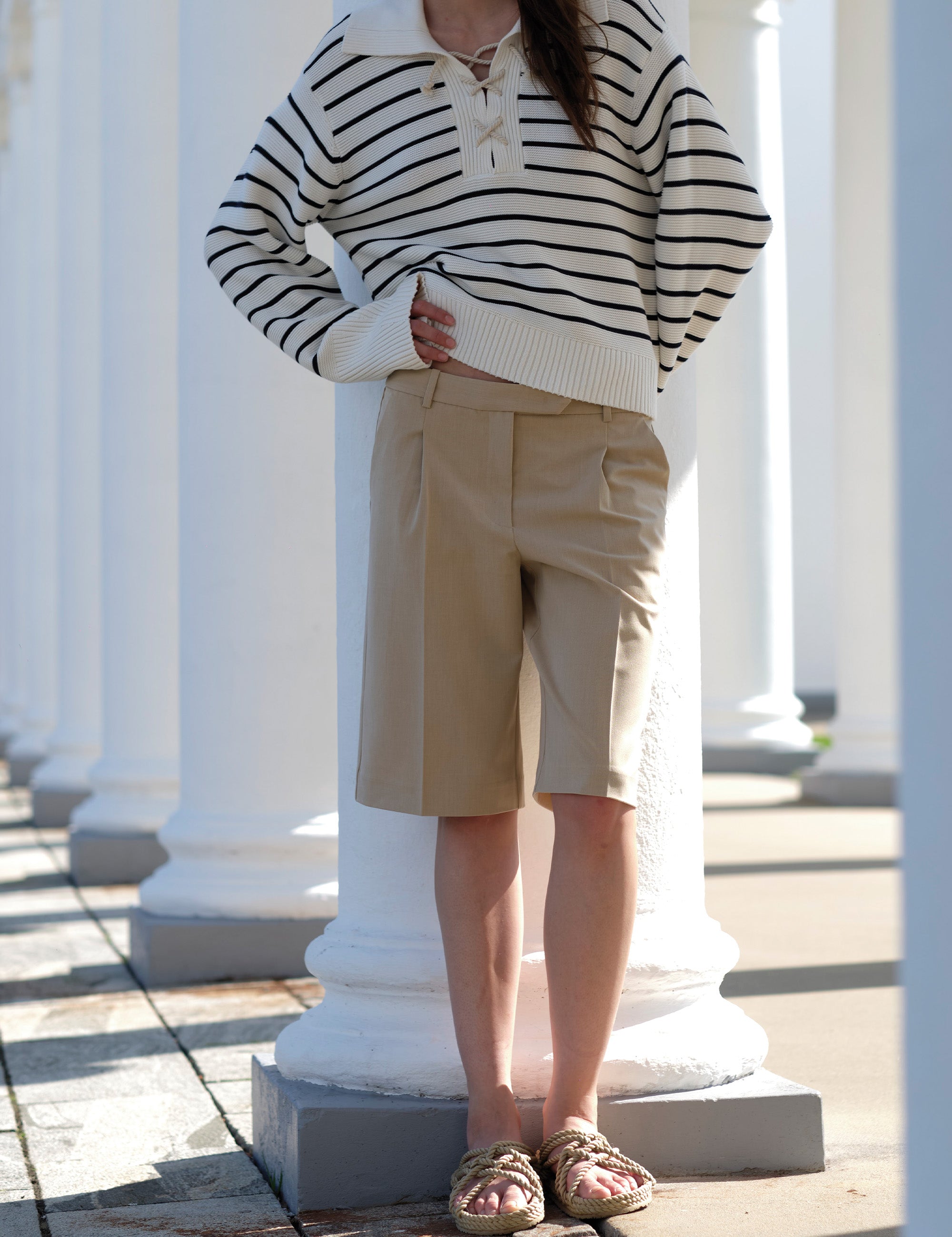 Scott Pleat Shorts Light Beige 32 / Light Beige