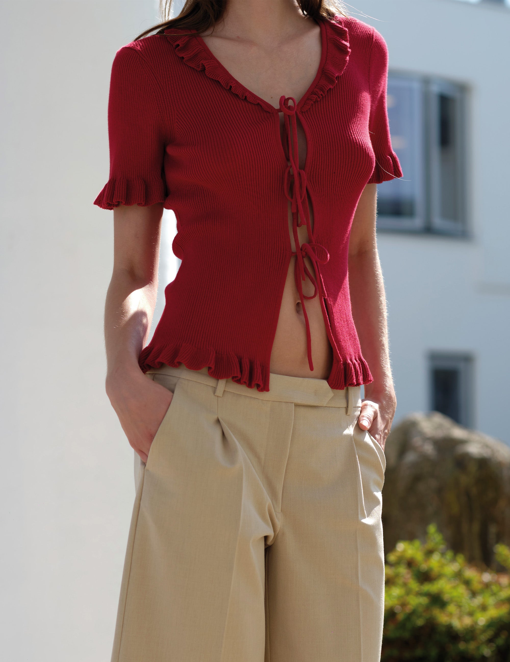 Taliana Rib Flare Tee Red XXS / Red