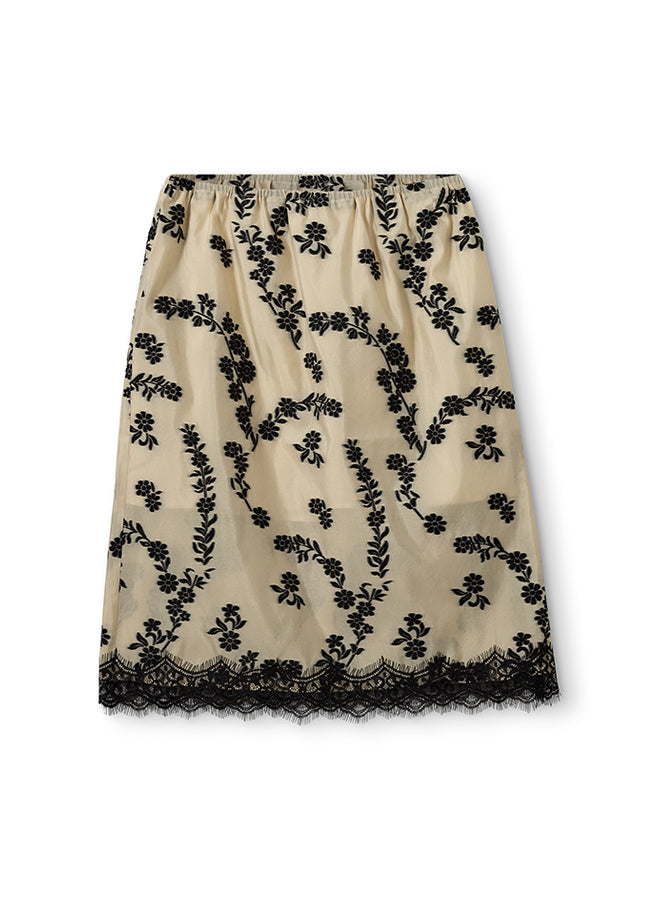 Nat Slip Skirt Ecru/Black Floral Jaquard