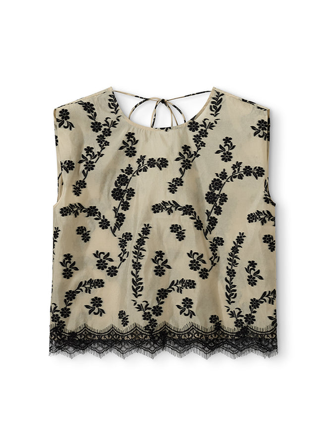 Nat Top Ecru/Black Floral Jaquard